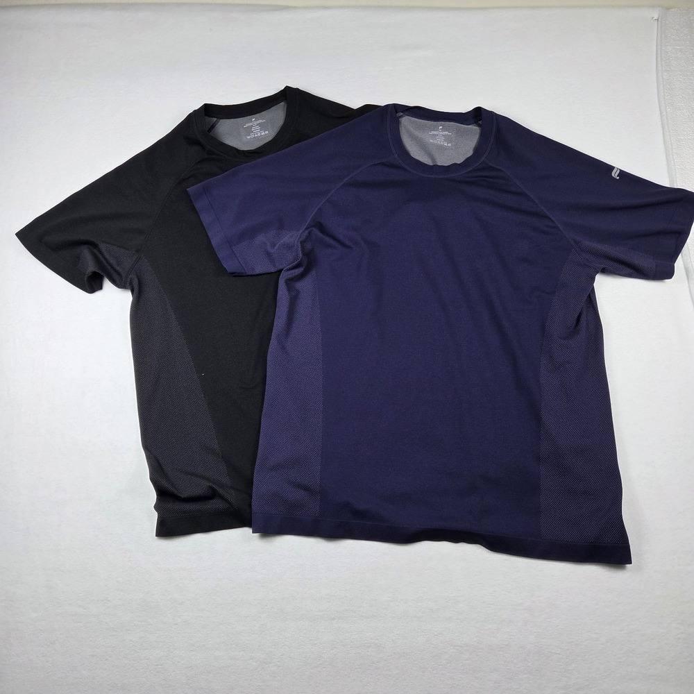 Fabletics Athletic‎ Performance T Shirt Lot (2) Men's Sz 2XL Black Blue